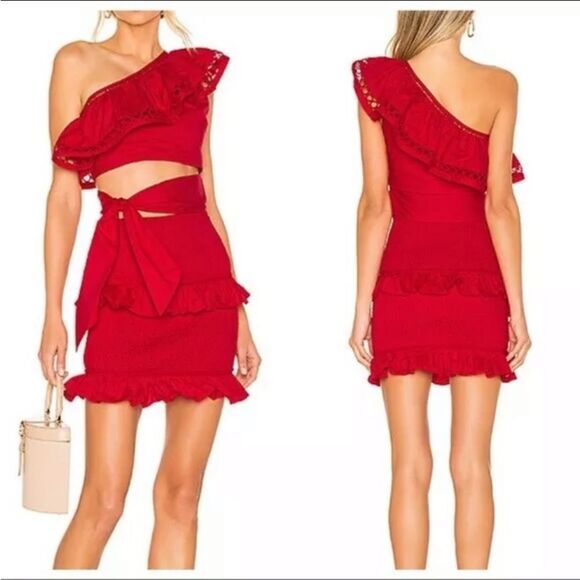 Lover Friends red crop skirt set medium m - Picture 2 of 4